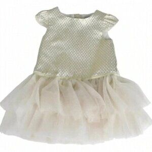 Catherine Malandrino Gold Formal Holiday Dress Tulle Metallic Baby Girl Size 18M